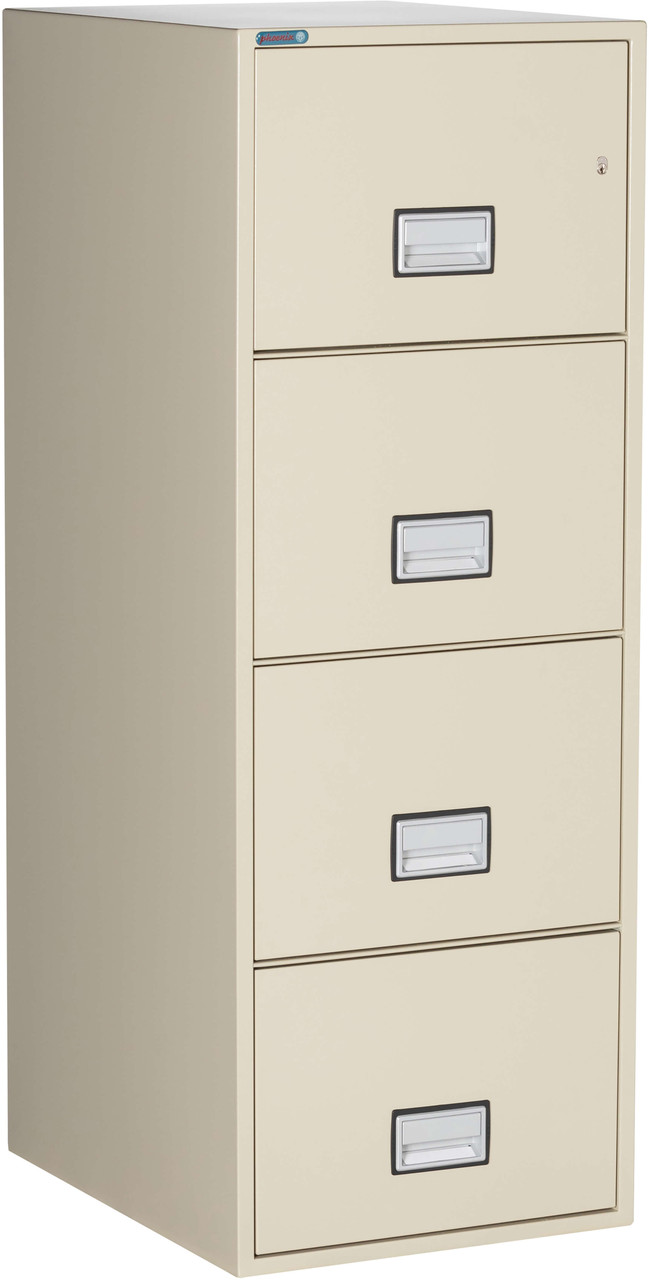 Phoenix LGL4W25 Fireproof File Cabinet, 4-Drawer, Legal Size, 25" Deep, 1-Hour Fire-Rated, Putty, Closed