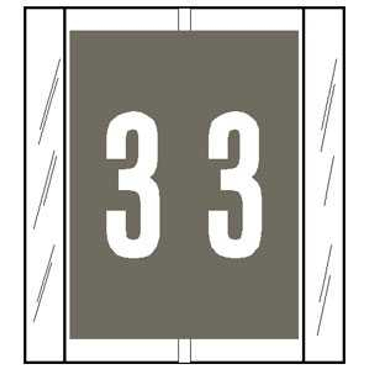 SFI Numeric Labels, 12800 Series, 1 2/3 H x 1 1/2 W, Number 3, Gray (12803)
