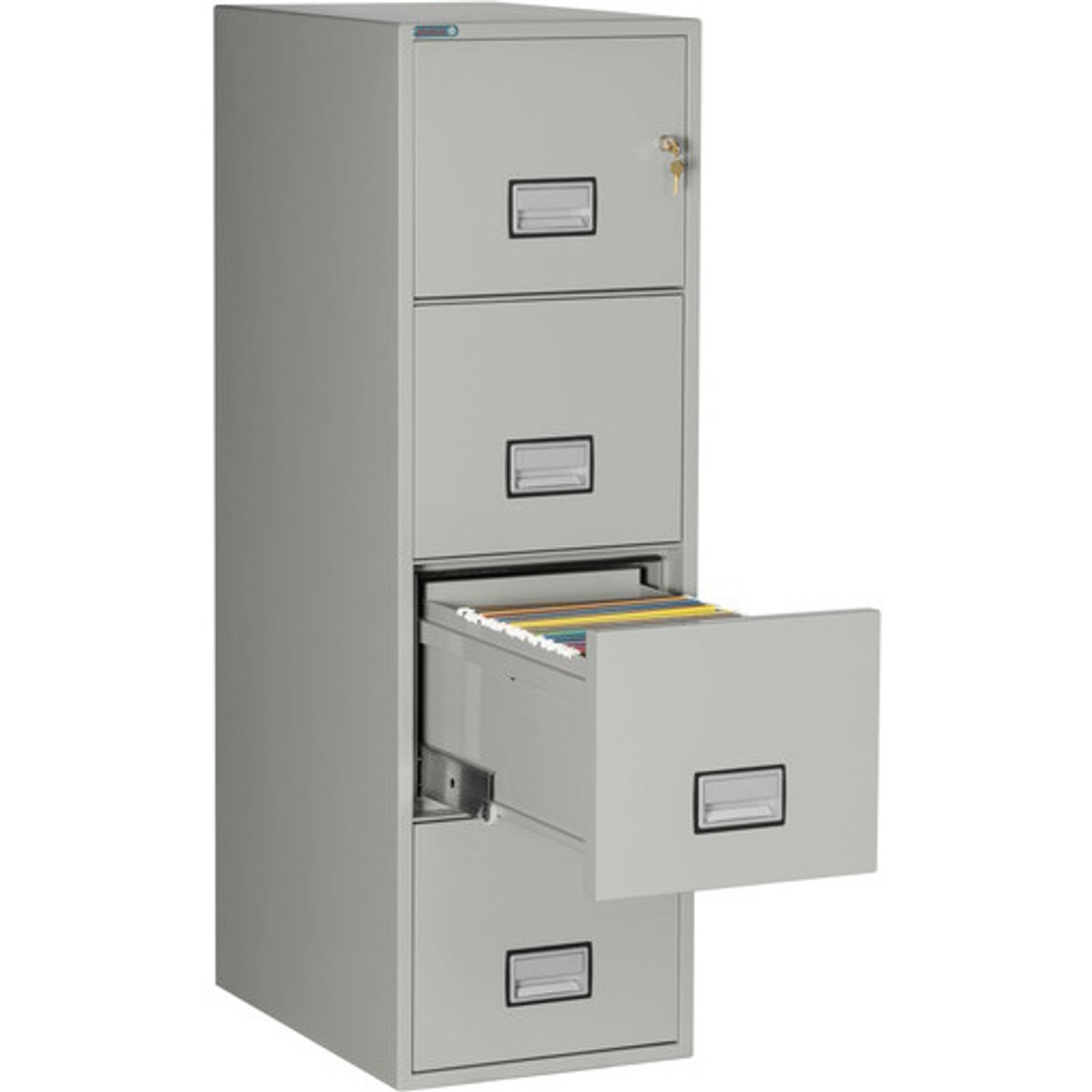 Phoenix File Cabinet, 4-Drawer, Letter Size, 25 Deep, Gray, Open