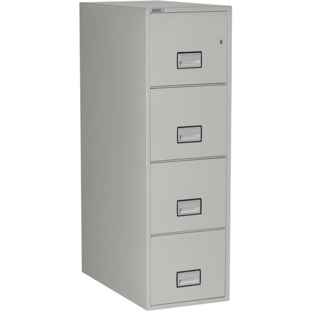 Phoenix LTR4W31 Fireproof File Cabinet, 4-Drawer, Letter Size, 31" Deep, 1-Hour Fire-Rated, Light Gray - Closed