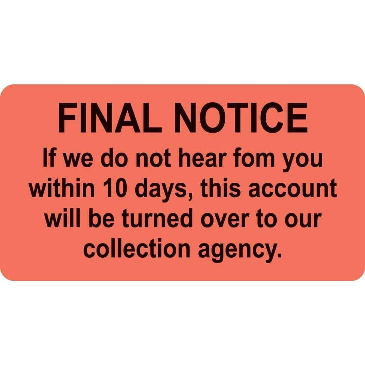 Billing/Collection Labels Final Notice (MAP4790)