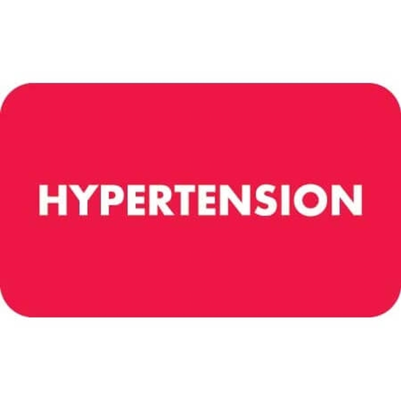 Medical Chart Labels, Hypertension, 1-1/2 x 7/8, Red/White, 250/Roll (MAP5020)