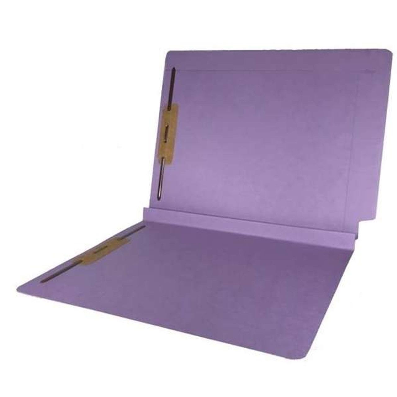 Colored End Tab Fastener Folders, 1-1/2 Expansion, Letter Size, Lavender, 50/Bx