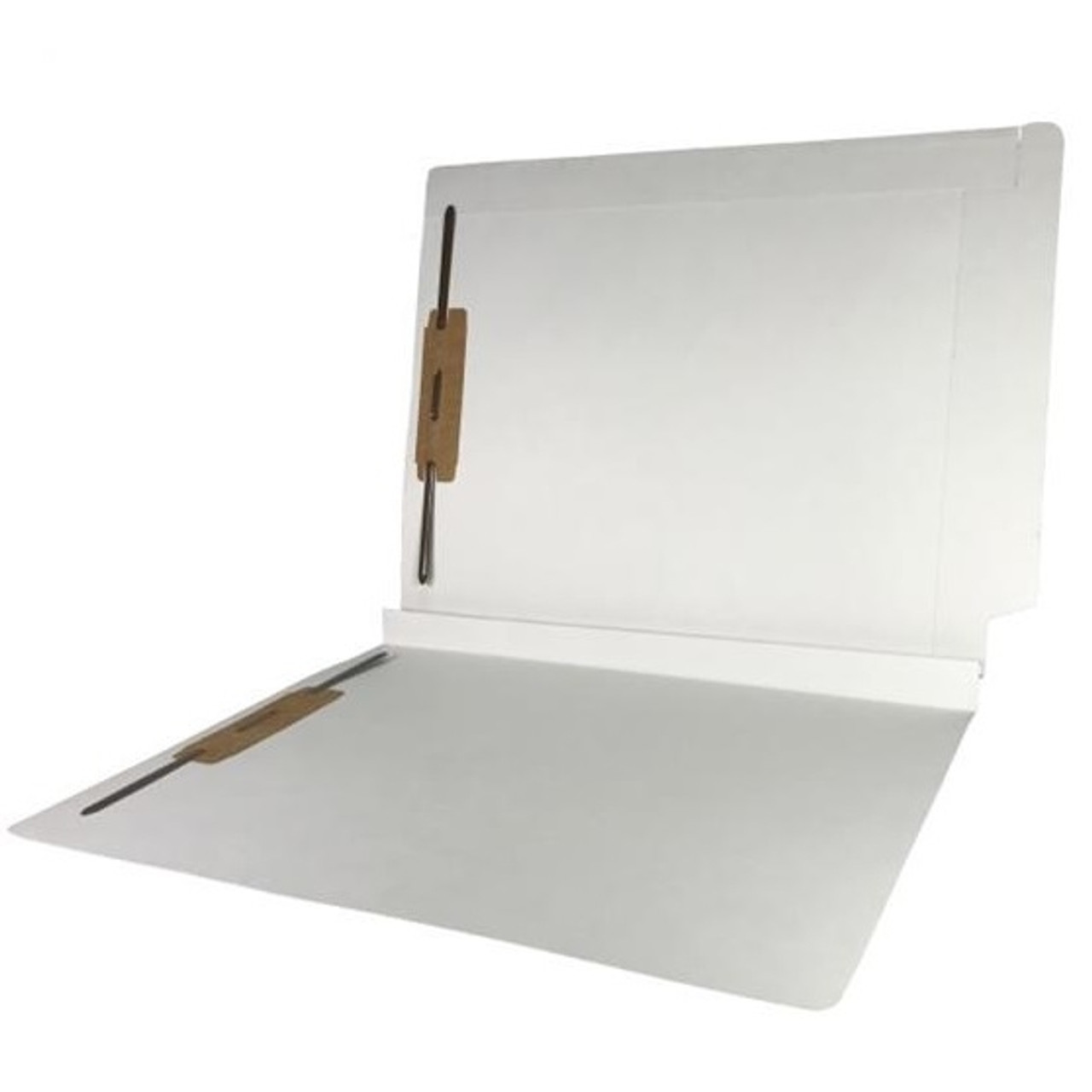 Colored End Tab Fastener Folders, 1-1/2 Expansion, Letter Size, White, 50/Bx
