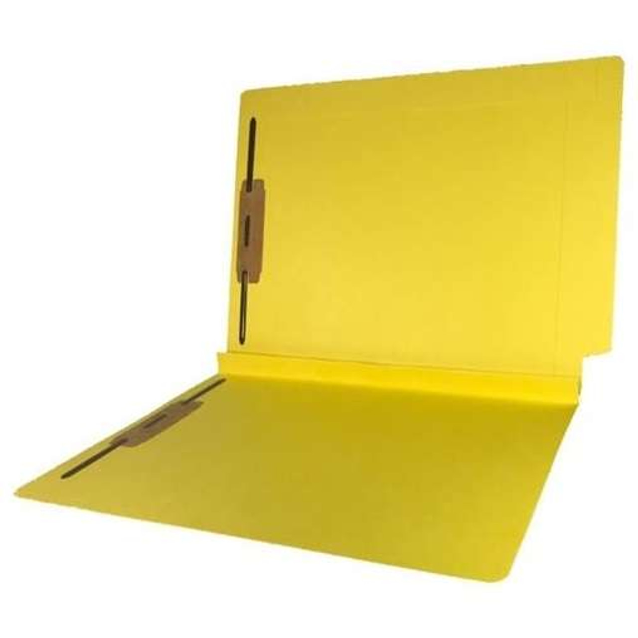 Colored End Tab Fastener Folders, 1-1/2 Expansion, Letter Size, Yellow, 50/Bx