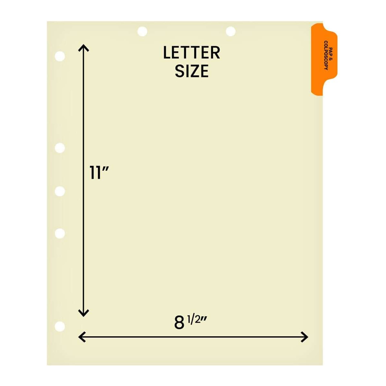 Chart Dividers, Side Tab, Position 1, Paps & Colposcopy, Orange, 100/Box