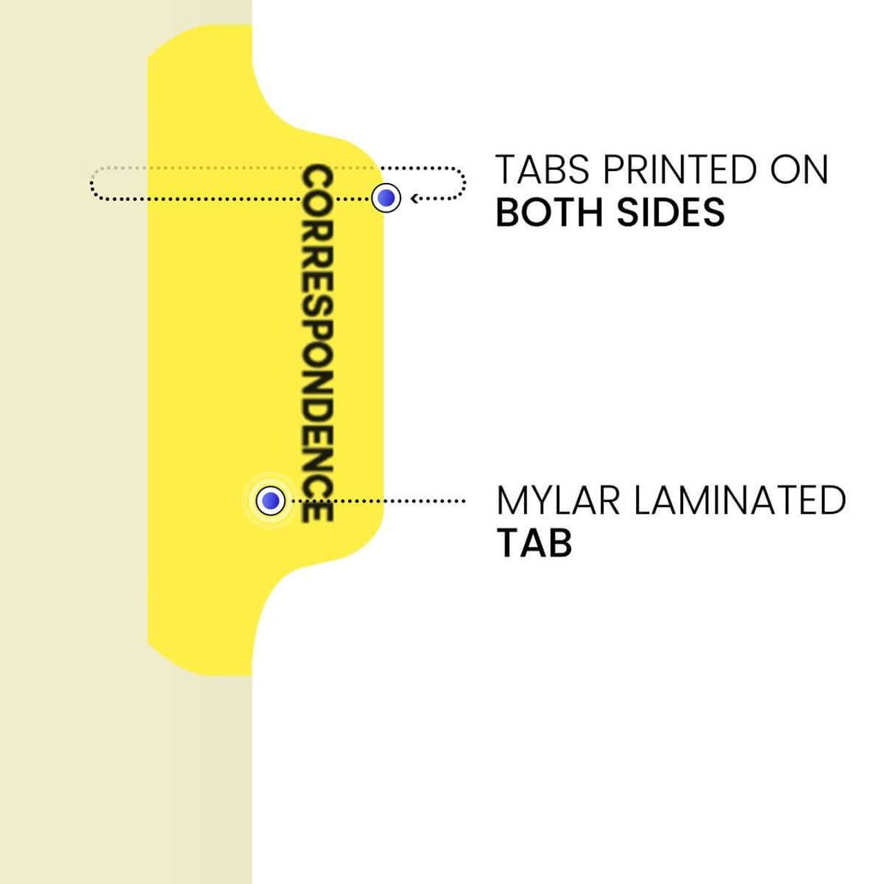 Chart Dividers, Side Tab, Position 2, Correspondence, Lt Yellow, 100/Box