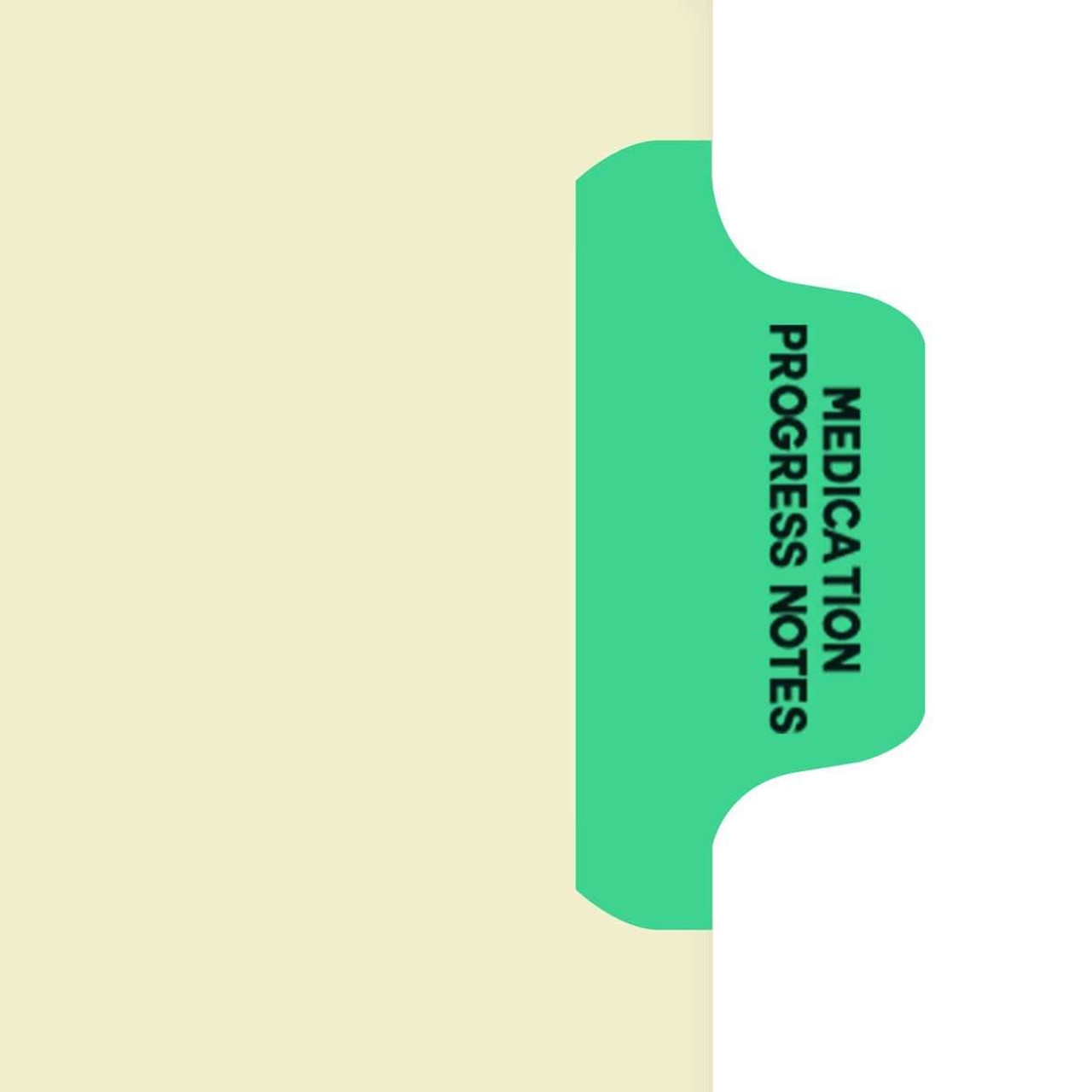 Chart Divider Tab, Position 2, Lt. Green, Medication/Progress, Pack/100