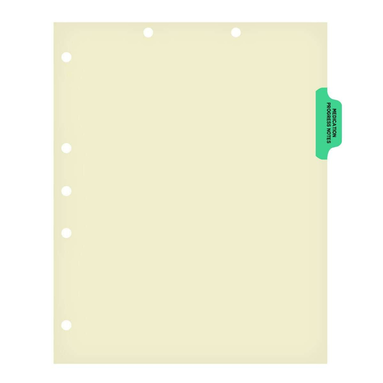 Chart Dividers, Side Tab, Position 2, Medication/Progress Notes, Lt Green, 100/Box