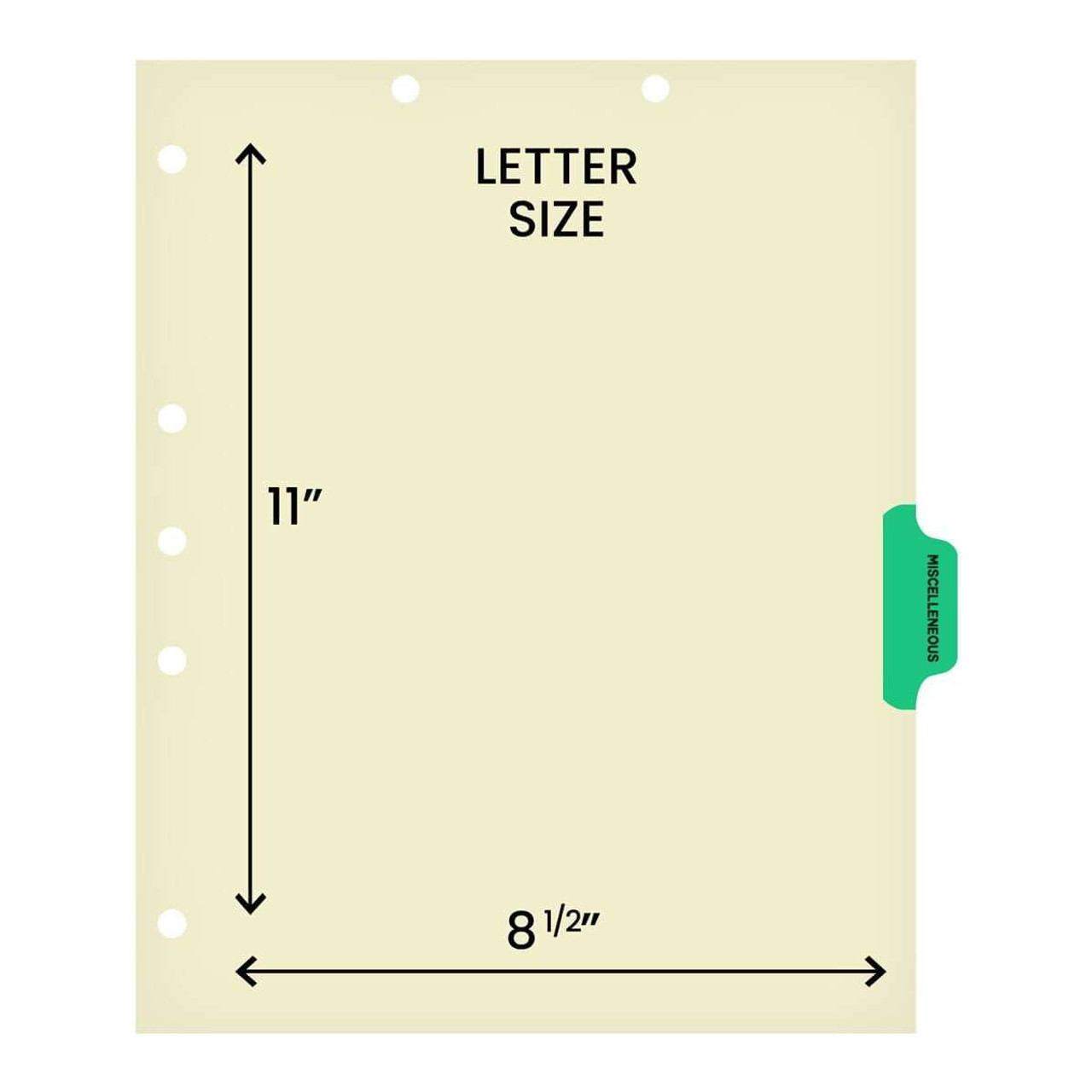 Chart Dividers, Side Tab, Position 4, Miscellaneous, Lt Green, 100/Box