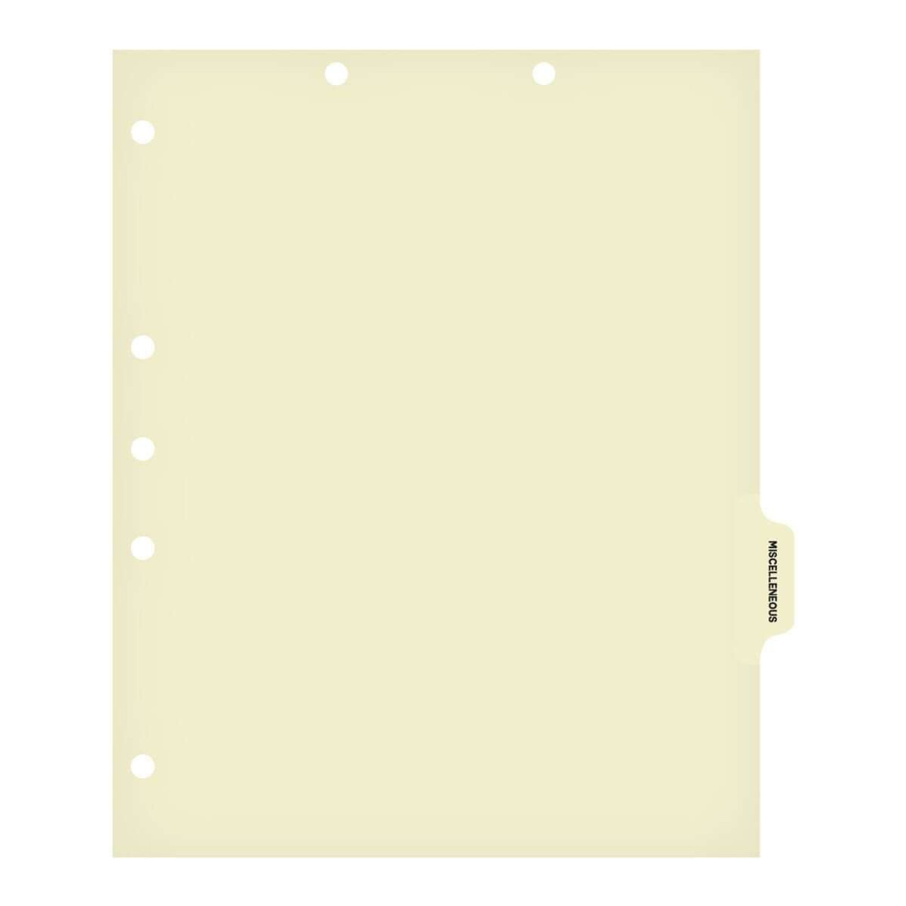 Chart Dividers, Side Tab, Position 5, Miscellaneous, Mania, 100/Box