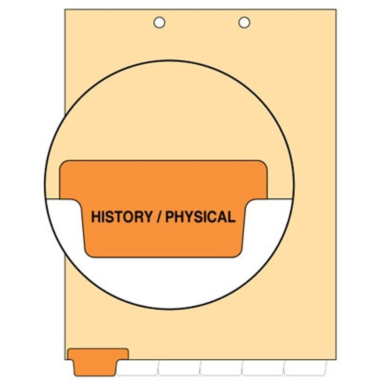 Chart Dividers, Bottom Tab, Position 1, History/Physical, Orange, 100/Box