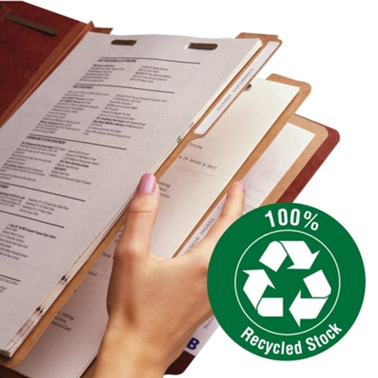 Smead Recycled Pressboard Classification Folders, 3 Dividers, Letter Size, Red, 10/Box