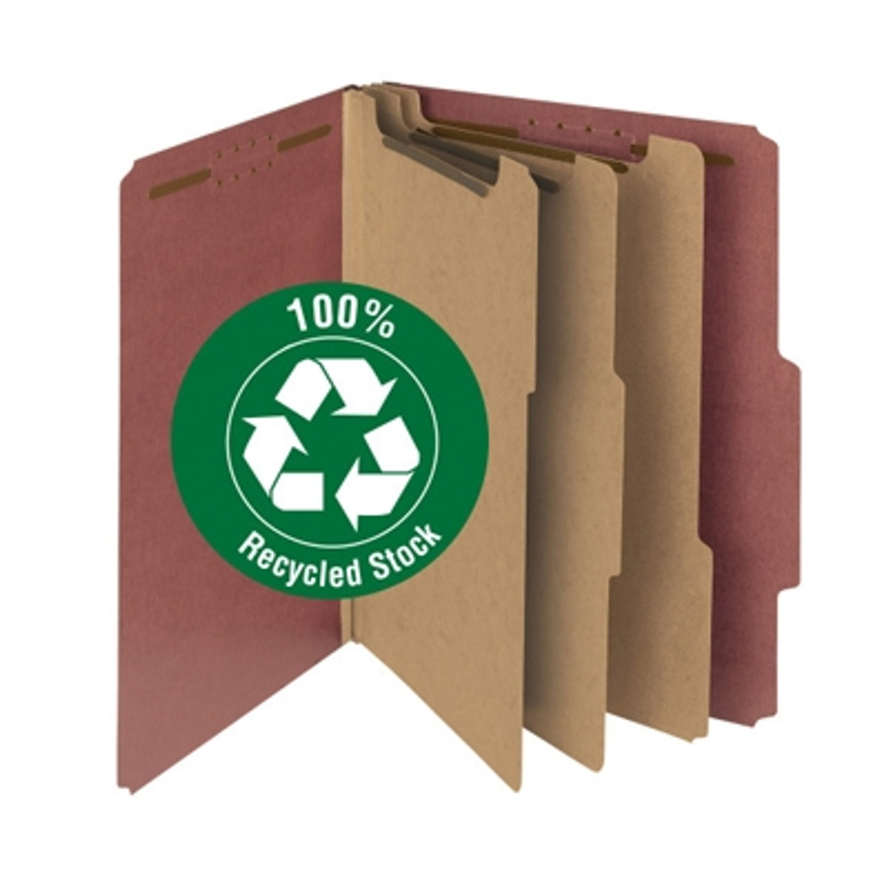 Smead Recycled Pressboard Classification Folders, 3 Dividers, Letter Size, Red, 10/Box