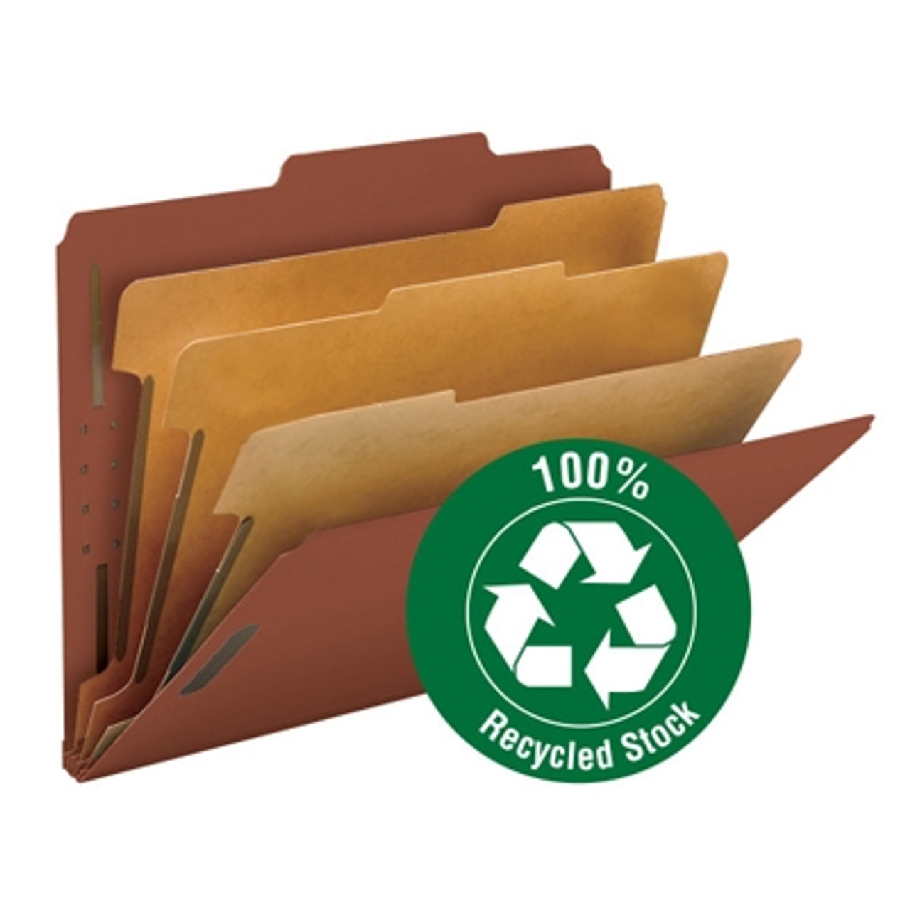 Smead Recycled Pressboard Classification Folders, 3 Dividers, Letter Size, Red, 10/Box