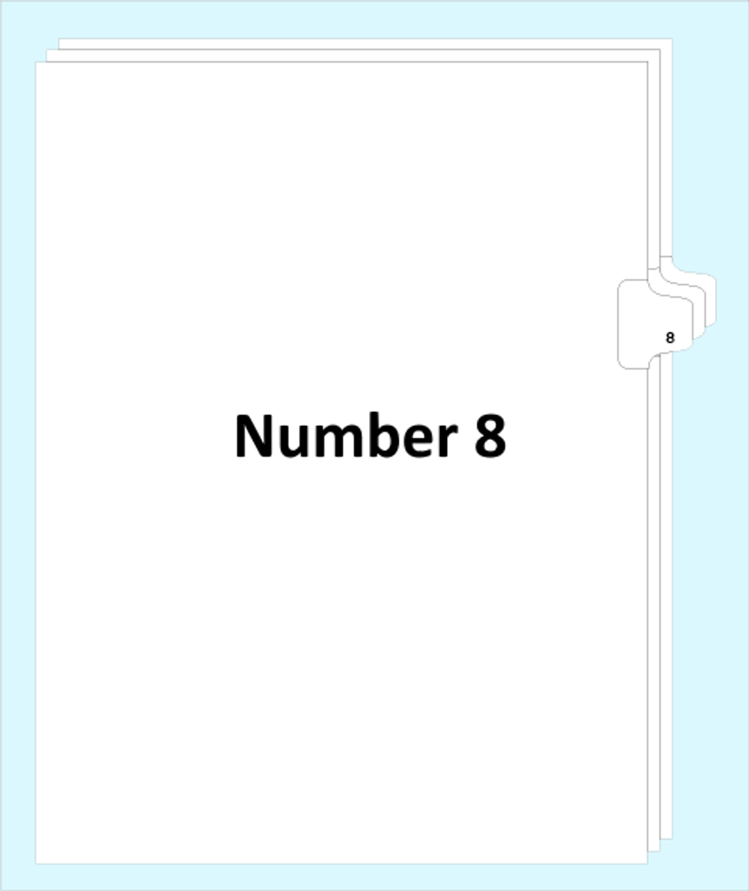 Number 8 Legal Index Tabs, Letter Size Side Tab Dividers, 25 Pack