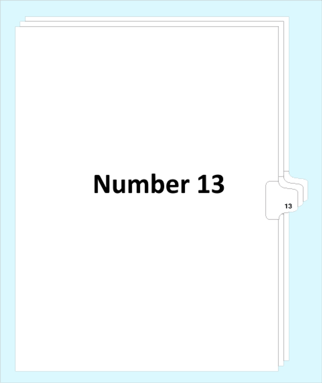 Number 13 Legal Index Tabs, Letter Size Side Tab Dividers, 25 Pack