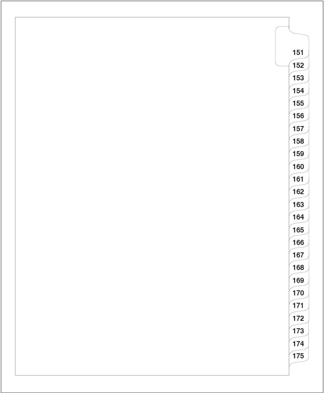 Numbered Tabs, Letter Size, Side Tab, Collated 151-175, 25/PK (SP11-7C)