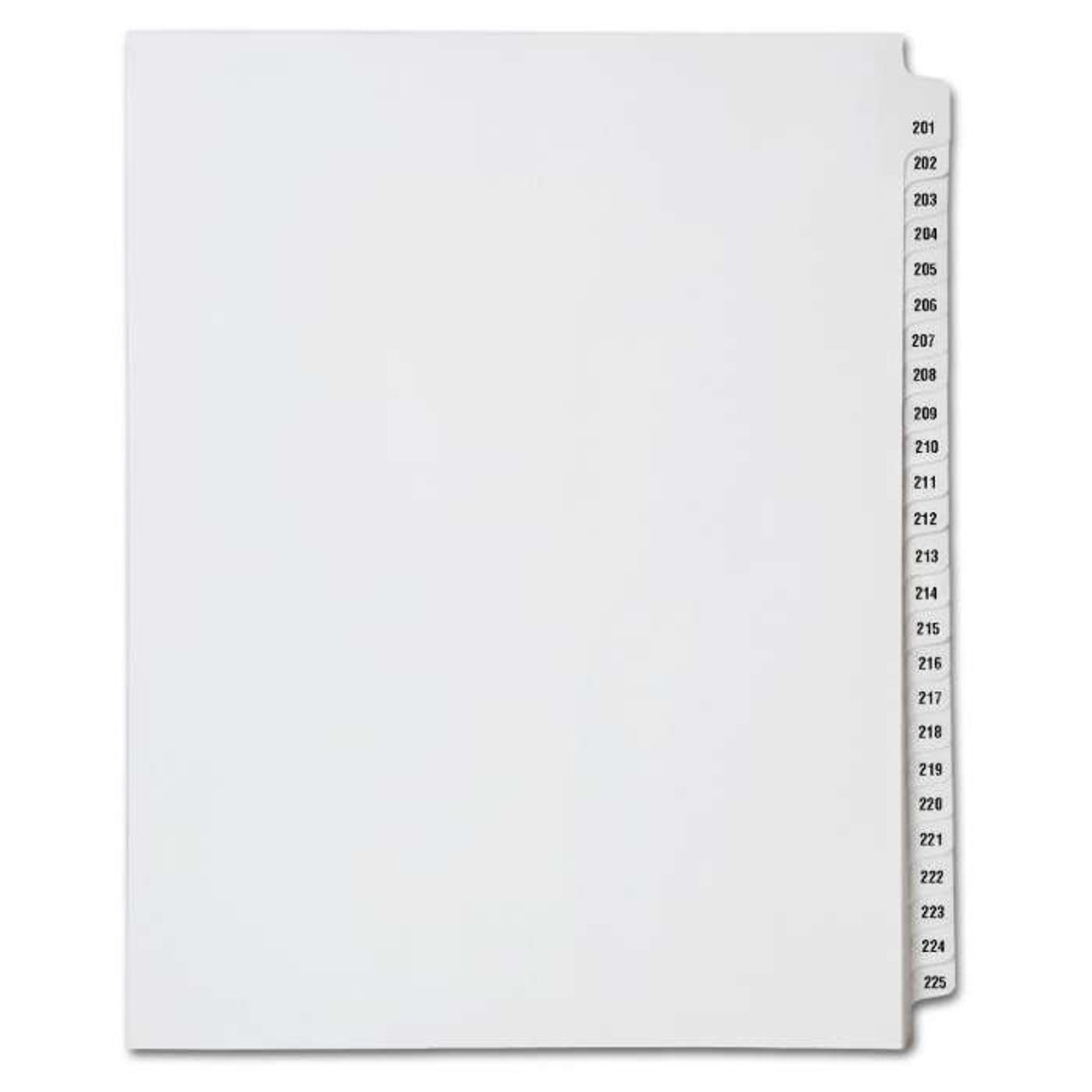 Numerical Index Dividers, Letter Size, Side Tab, 201-225 (Collated), 25/Pack