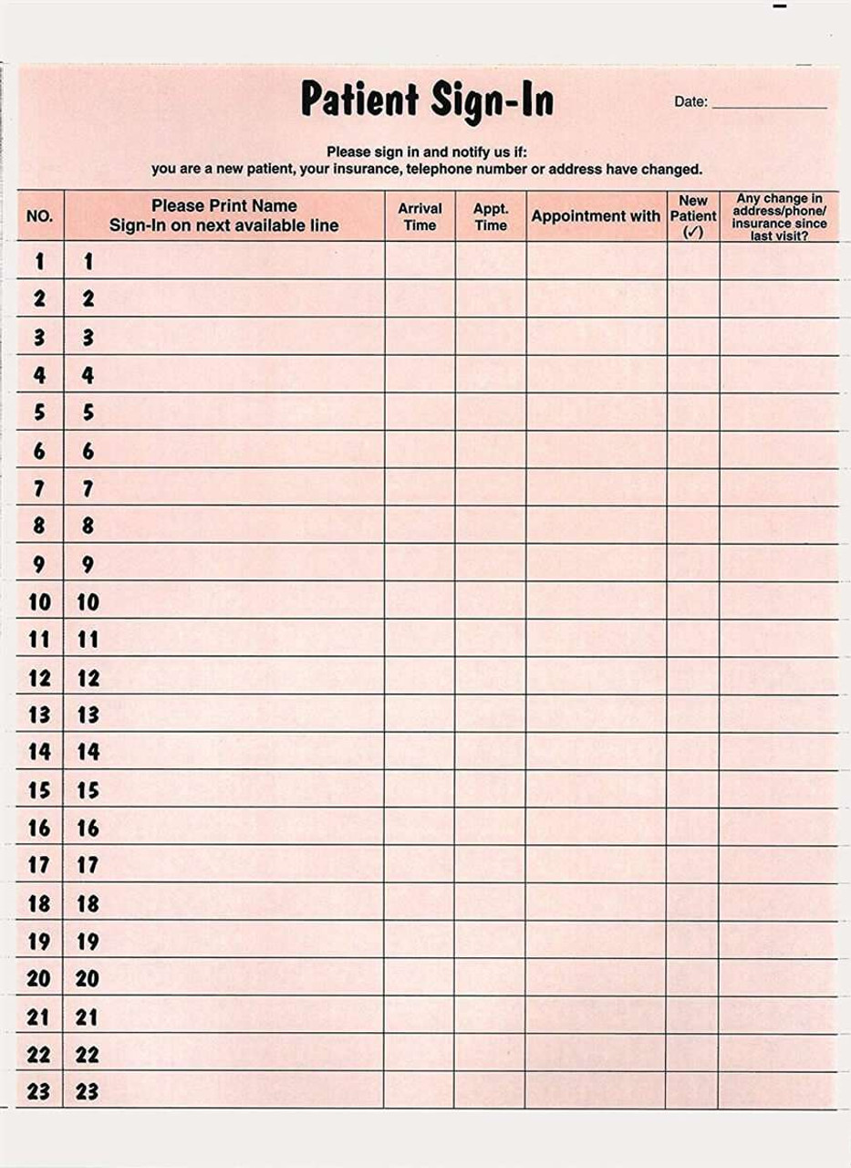 Patient Sign-in Label Forms, HIPAA Compliant, Pink, 125 per Pack (14530)