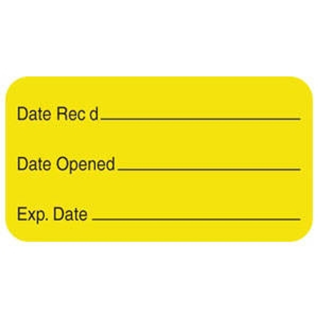Date Open Rec Label, 7/8" H x 1 5/8" W, Fluorescent Yellow, 560 per Roll