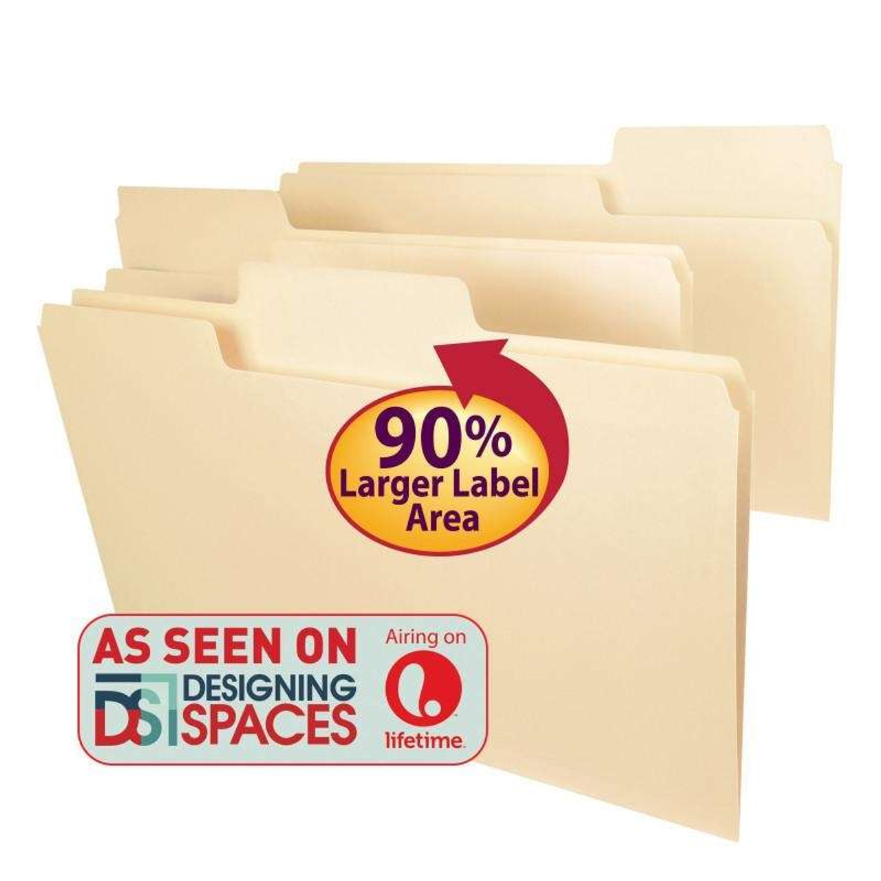 SuperTab File Folders, Legal Size, 1/3-Cut, No Fasteners, 11pt. Manila, 100/Box