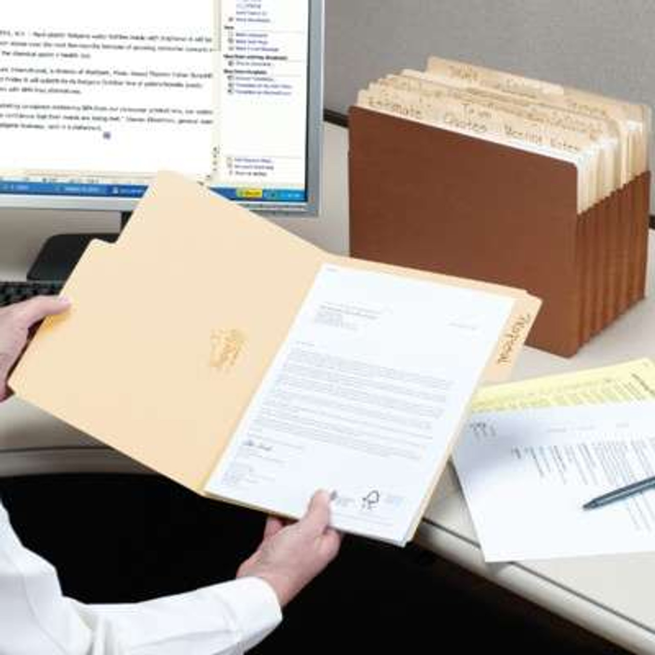 SuperTab File Folders, Legal Size, 1/3-Cut, No Fasteners, 11pt. Manila, 100/Box