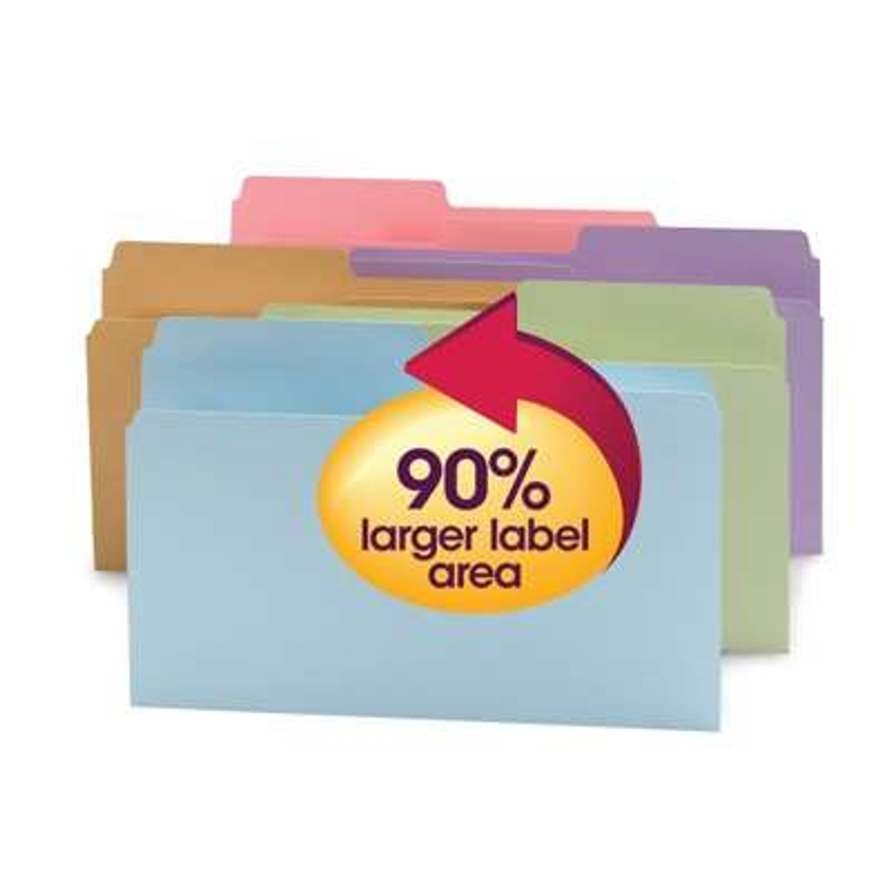Smead SuperTab File Folder 15906, Oversized 1/2-Cut Tab, Legal, Assorted Colors, 100/Box