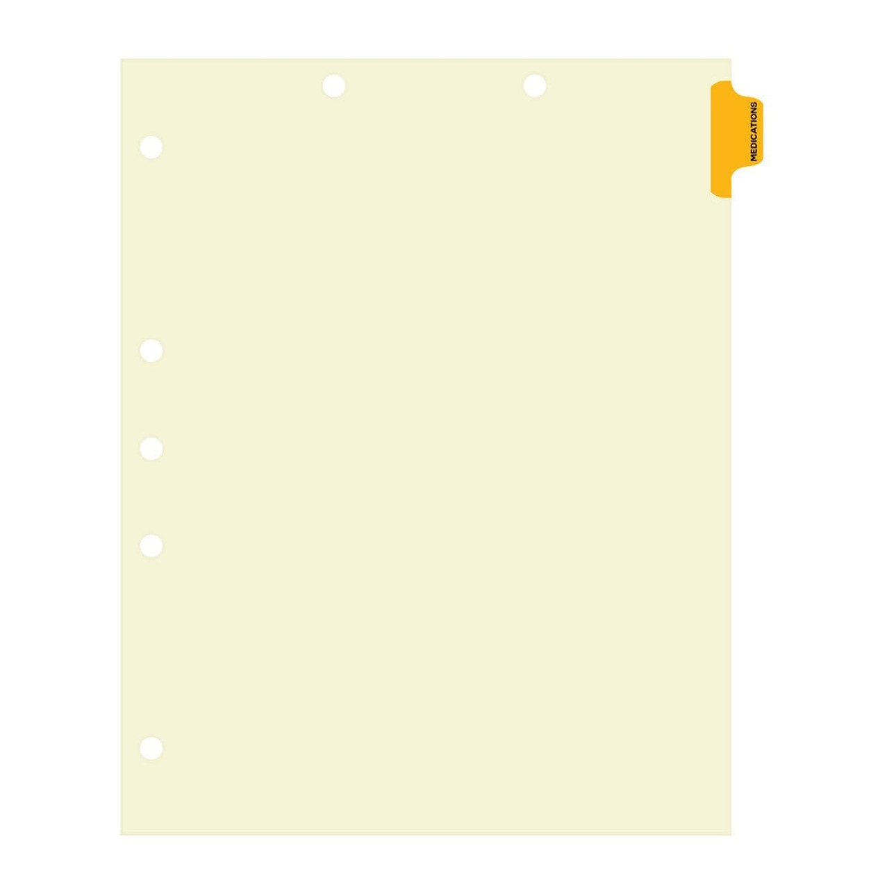 Medications Dividers, Side Tab, Position 1, Amber Tab, 50/Box (I632) - Full Image