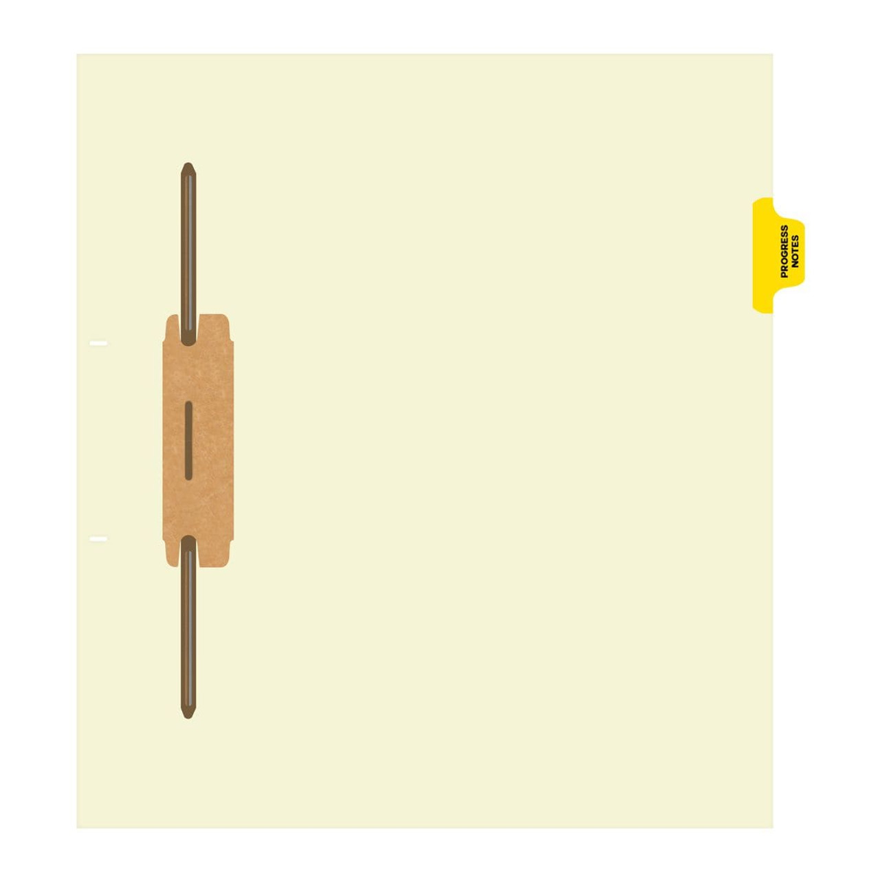 "Progress Notes" - Side Tab Fileback Divider with Fastener - Position 2 - Yellow - Full Image