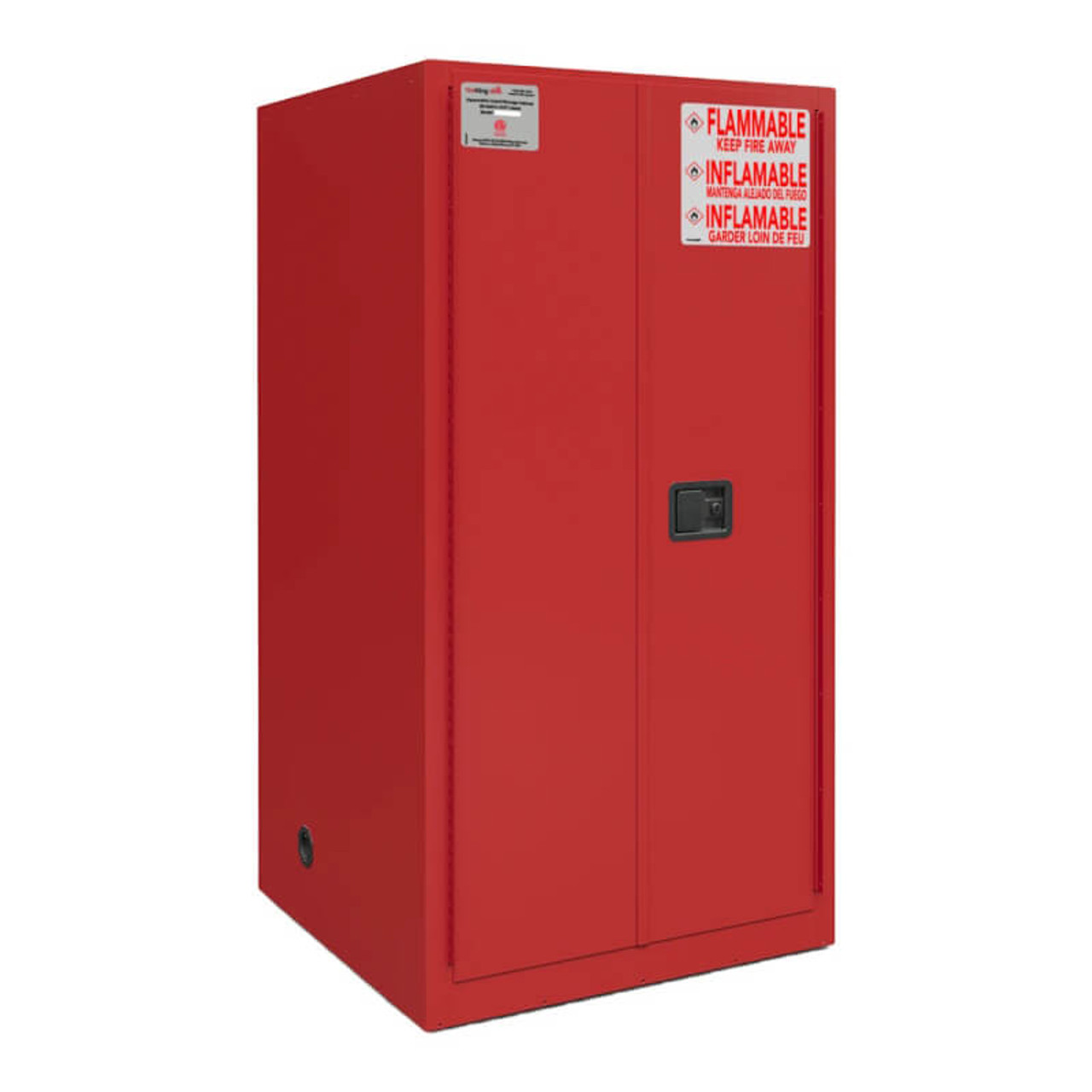 FireKing 60-gallon red flammable storage cabinet for high-capacity combustible material storage in commercial settings