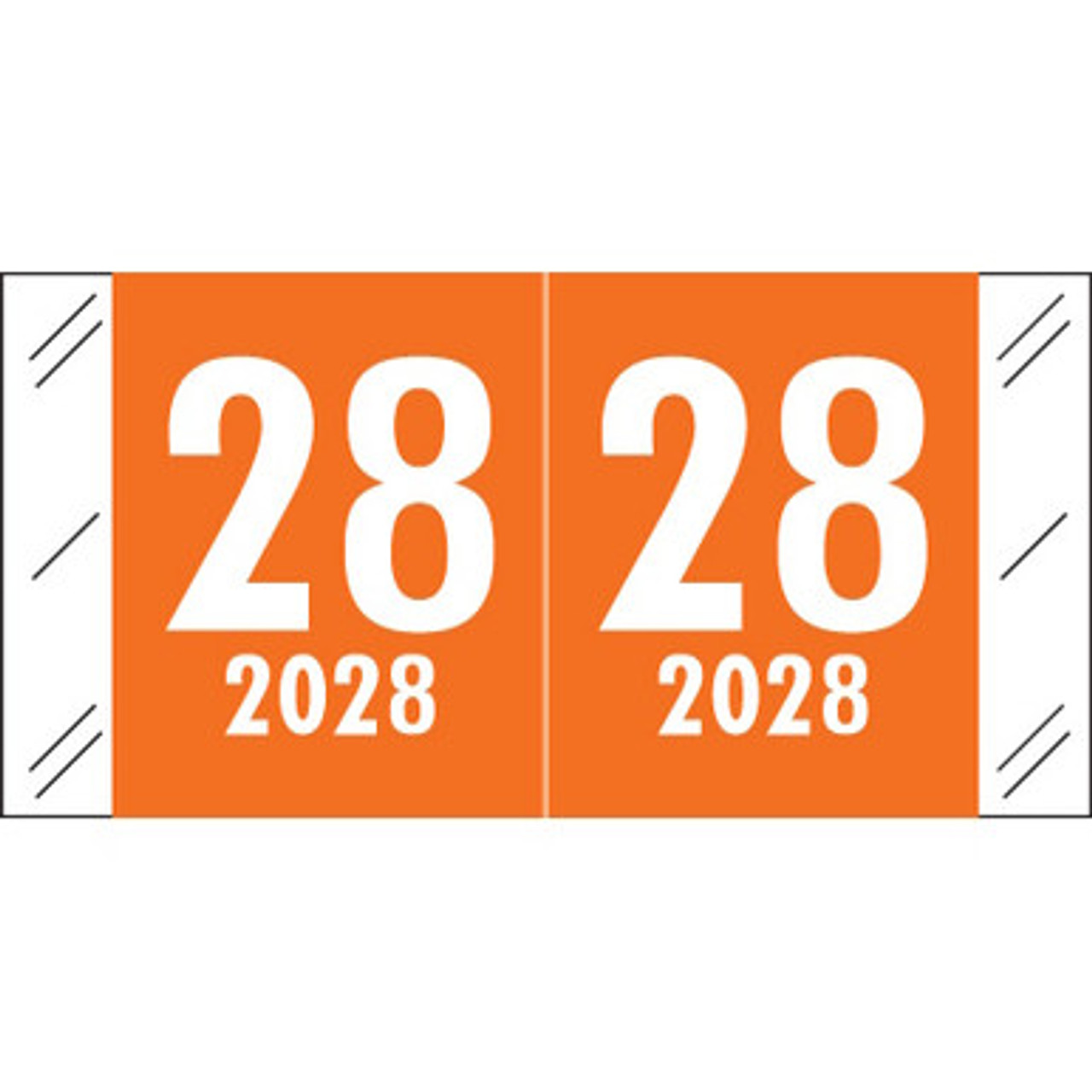 Col'R'Tab Compatible Year Label 2028 – Orange, CLYM Series, 3/4" x 1-1/4"