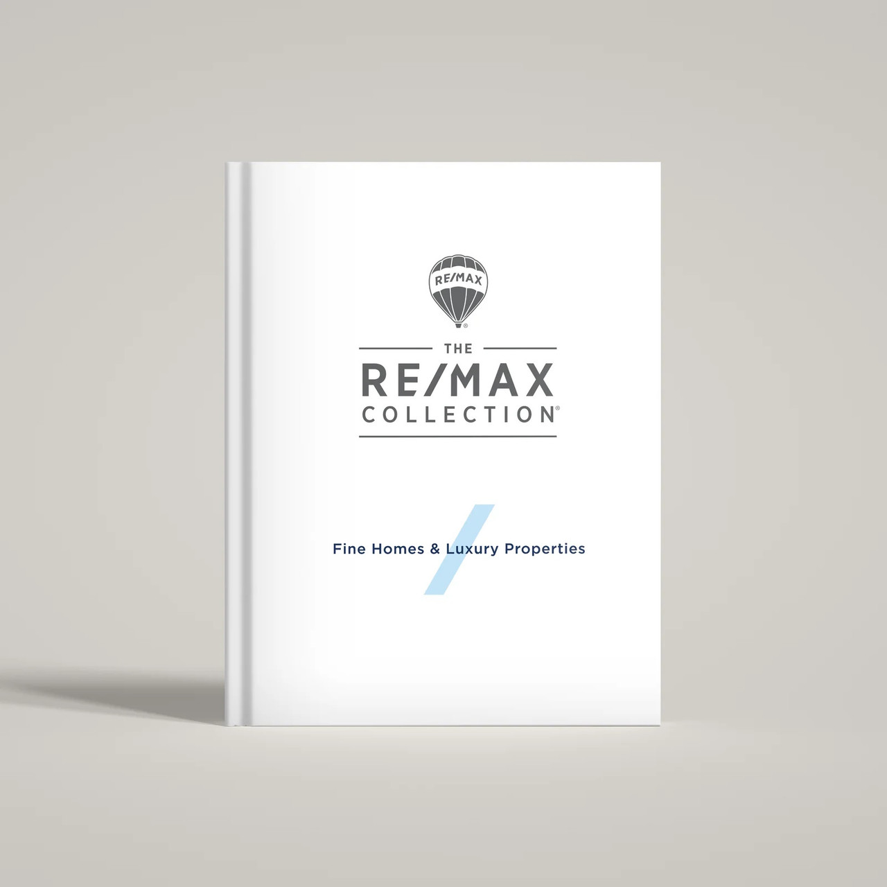 The RE/MAX Collection hardcover presentation cover – portrait view showing full front design with soft matte finish