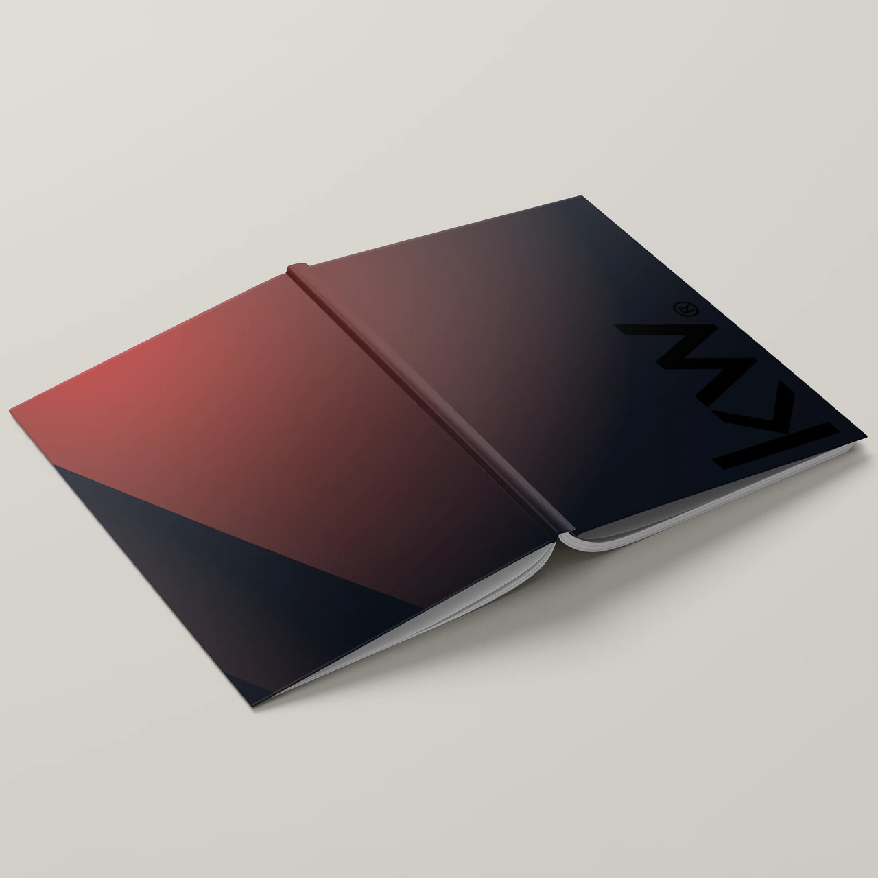 Keller Williams 'Hombre Red" hardcover presentation cover – lay-flat binding with backside view of soft-touch finish and branded design