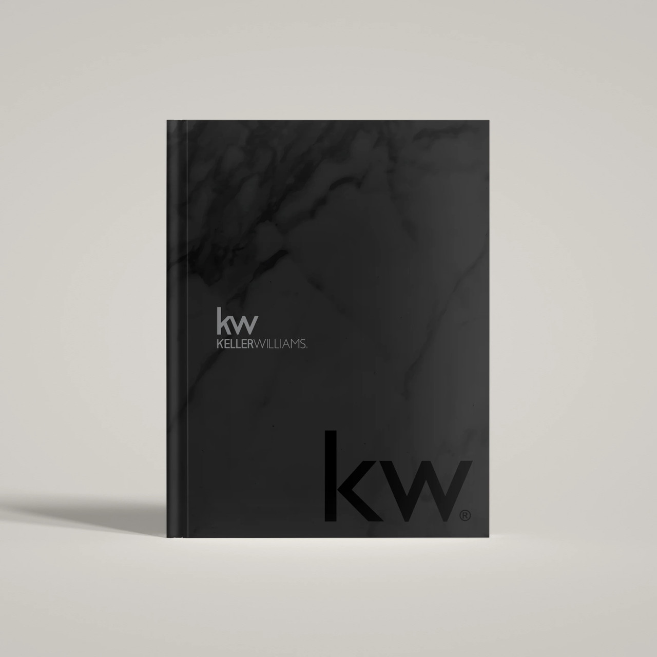 Keller Williams 'Black Marble' hardcover presentation cover – portrait view showing full front design with soft matte finish