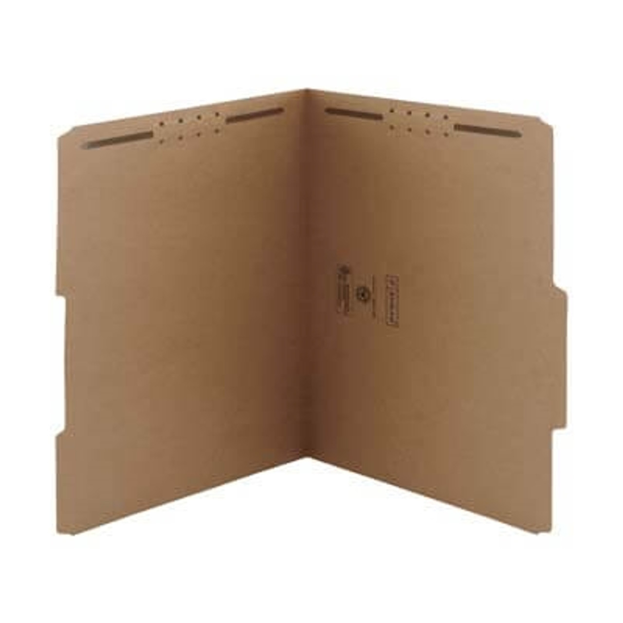 Kraft File Folder, Letter Size, 2/5-Cut Reinforced Tab, 17pt, 2 Fasteners – Inside View