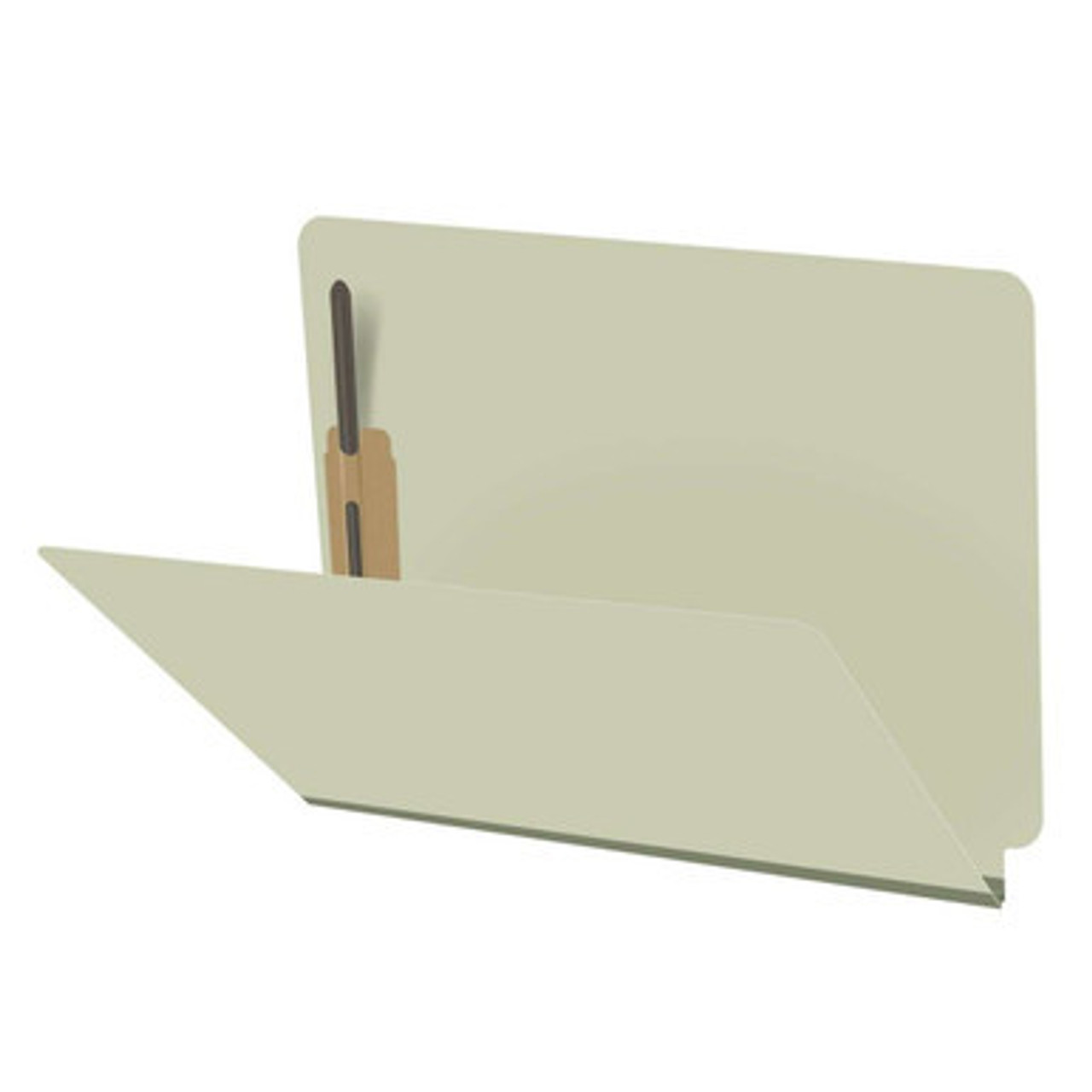 Gray Green End Tab Pressboard Fastener Folder – Letter Size, 25pt, 2 Fasteners
