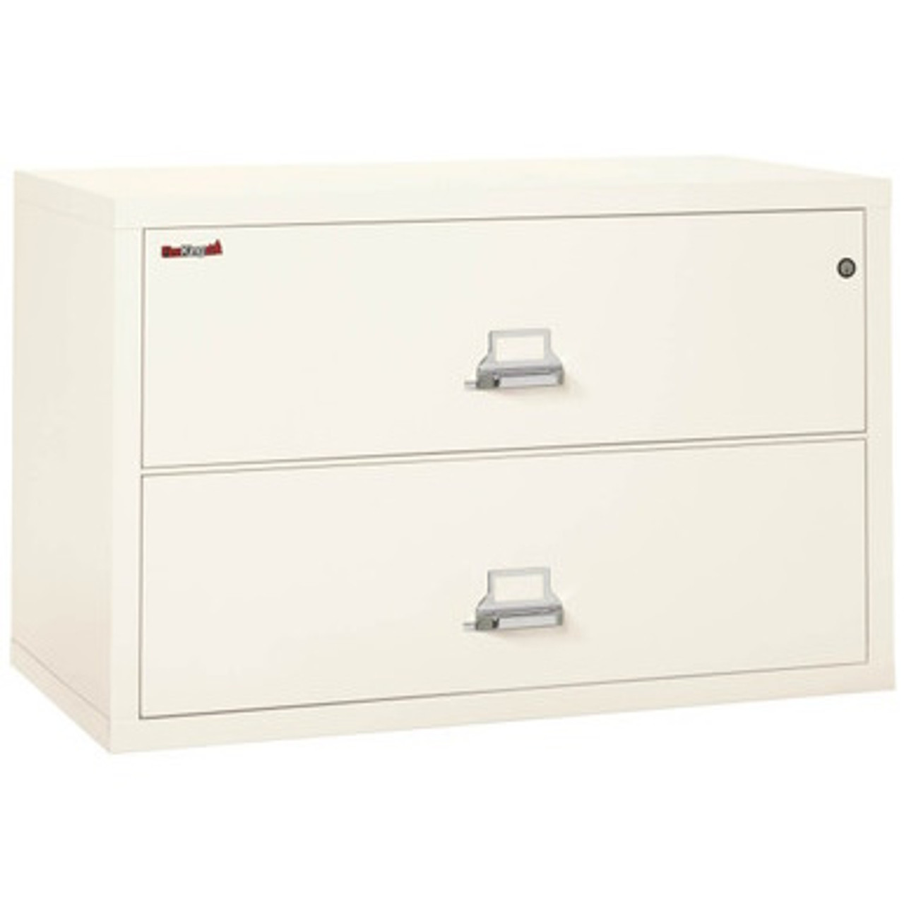 FireKing Lateral File Cabinet, 1-Hour Fire Rated, 2-Drawer, 44" Wide, Ivory White