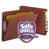 Smead End Tab Classification Folders, 1 Divider, Letter Size, Red, 10/Box