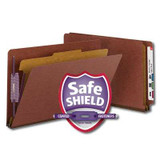 Smead End Tab Classification Folders, 1 Divider, Legal Size, Red, 10/Box