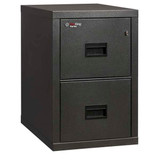 FireKing Turtle 2-Drawer Fireproof File Cabinet in Textured Black color, with all drawers closed.