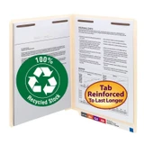 Smead End Tab Folders, 100% Recycled, Letter Size, Two Fasteners, Manila, 50/Box