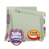 Smead End Tab Pressboard Fastener Folders, Letter Size, 3" Expansion, Gray/Green, 25/Box