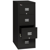 Patriot 4-Drawer Fireproof Vertical File Cabinet in Black with one drawer open
