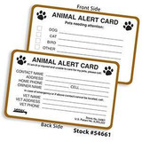 Animal Alert Cards, 2-1/8" H x 3-3/8" W, 100/Box