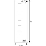 Dimension diagram of Tabbies Cov'R'Tabs showing 2-1/2 inch width, 8 inch height, and 1-1/4 inch folded tab coverage area.