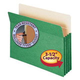 Smead File Pockets, Straight-Cut Tab, 3-1/2" Expansion, Letter Size, Green, 25/Box