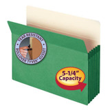 Smead File Pockets, Straight-Cut Tab, 5-1/4" Expansion, Letter Size, Green, 10/Box