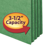 Smead File Pockets, Straight-Cut Tab, 3-1/2" Expansion, Legal Size, Green, 25/Box
