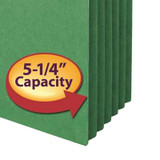 Smead File Pockets, Straight-Cut Tab, 5-1/4" Expansion, Legal Size, Green, 10/Box